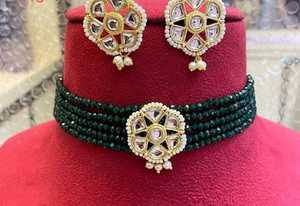 Femmes indiennes plaqué or Bollywood Style ethnique Kundan mariage fiançailles collier de perles ensembles de bijoux pour filles femmes - Product Image 3