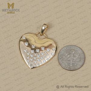 Diamant naturel 14k or jaune coeur breloque pendentif fait à la main unisexe bijoux fins en gros, pendentif pour collier cadeau d'anniversaire - Product Image 5