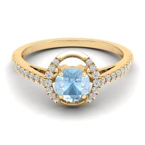 Bague Halo en Or Rose 14K avec Aquamarine Ronde de 0,84 Carat Certifiée IGI, Bijoux en Diamant pour Femme - Prix de Gros REYES - Product Image 6