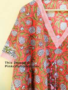 ชุดคลุมอาบน้ำผ้าฝ้าย100% ทำด้วยมือสำหรับผู้หญิงชุดคลุมชุดบิกินี่ลายดอกคัฟตันชุดใส่กลางคืนพิมพ์ลายดอกไม้สำหรับฤดูร้อน - Product Image 4