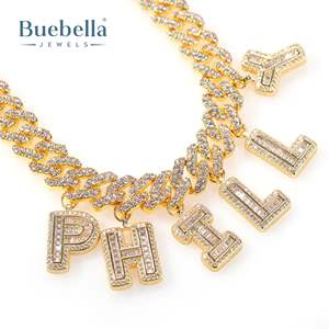 12mm 18K Gold Plated 925 Sterling Silver Round Brilliant Cut Custom Name Hip Hop Moissanite <b>Tennis</b> <b>Bracelet</b> <b>for</b> <b>Men</b> Bangles - Product Image 1