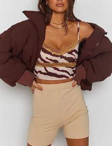 Chaqueta acolchada recortada de invierno para hombre, abrigo corto de poliéster acolchado cálido con cuello levantado y tela de lona para mujer - Product Image 1