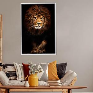 Toile imprimée : Décoration murale Lion, Décoration sur le thème de la faune, Cadeau unique, Encadré blanc - Product Image 1