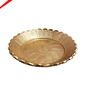 Cuenco de chocolate de Color dorado con diseño de hoja clásico de aluminio hecho a mano para hoteles - Product Image 1