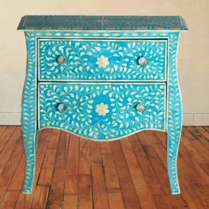 Taburete lateral con incrustaciones de hueso de diseño de lujo indio, mesa de centro para uso doméstico, muebles hermosos indios - Product Image 4