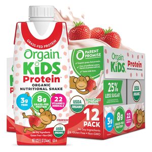 Shake protéiné nutritionnel pour enfants Orgain Organic, fraise, 8,25 fl oz (lot de 12) - Product Image 1
