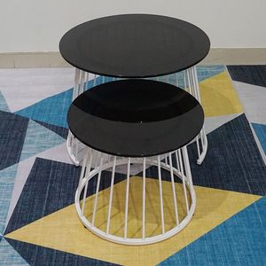 Modern Nesting Sofa Set Large & <b>Small</b> <b>White</b> Painted Legs Tempered Glass Top - Product Image 2