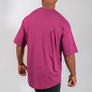 T-shirt en coton uni surdimensionné pour homme, manches courtes, col rond, coupe décontractée, jersey uni - Product Image 3