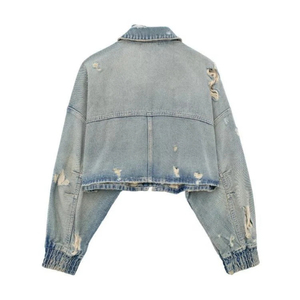 Nouveauté Veste en jean bleue longue 100% coton pour femmes avec vestes et manteaux en jean vintage de style détresse pour femmes - Product Image 2