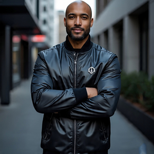 Lightweight MA1 <b>Flight</b> Bomber <b>Jacket</b> for <b>Men</b> Winter Fashion Satin Baseball Varsity Outerwear Full Zipper Front Logo Breathable - Product Image 4