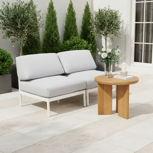 High Quality Minimalist Gray Outdoor Patio Furniture Powder Coated Aluminum <b>Frame</b> with <b>Wooden</b> Table & <b>Sofa</b> for Garden <b>Sofas</b> - Product Image 1