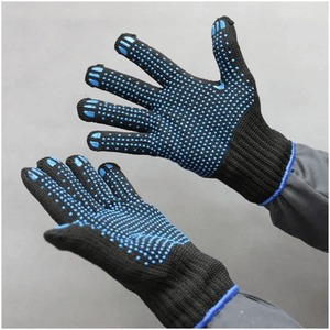 Gants de travail en coton à pois en PVC Construction en pointillés Gants de main d'industrie à pois en PVC naturel - Product Image 2