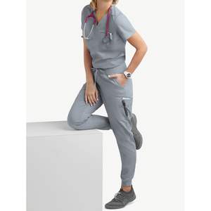 Conjuntos de uniformes para mujer, comodidad, estiramiento, cuello en V, Tops, pantalón con cordón, Médico Dental, OEM, venta al por mayor, conjuntos de exfoliación con logotipo personalizado a granel - Product Image 4