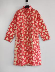 Magnifique veste longue pour femme en coton bohème matelassé à fleurs réversible, écologique, d'hiver, finition brute, respirante, boutonnée - Product Image 2