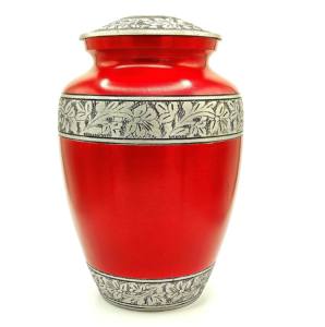 Urnes funéraires en aluminium pour adultes avec bande gravée Étain et urnes funéraires en métal de couleur rouge. - Product Image 2