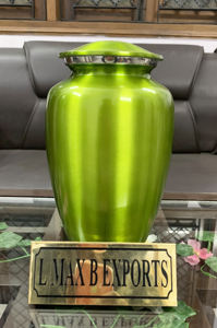 Aluminium Adult Maroon Green Color Cremation Urns for Human Ashes with Free <b>Velvet</b> <b>Bag</b> Wholesale Price - Product Image 4