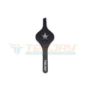 Pince à épiler en acier inoxydable noir thermolaqué, manche étoilé, pointe inclinée, durable et légère pour le traitement des sourcils, OEM - Product Image 1