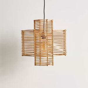 Vente en gros de suspension ronde en rotin à 3 niveaux lustre de décoration de la maison approvisionnement direct du Vietnam - Product Image 1