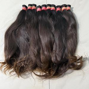 Couleur naturelle non traitée soyeuse droite russe un donneur humain vierge Remy cheveux en vrac sans trame - Product Image 4