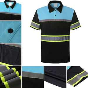 Camisa DE TRABAJO reflectante Tops de trabajo de manga corta con rayas reflectantes Polos DE SEGURIDAD Camisas de secado rápido para hombres - Product Image 6