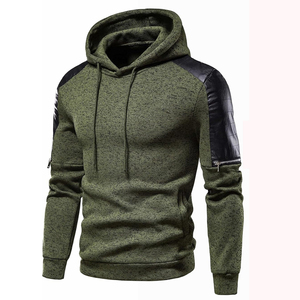 Survêtements de sport d'hiver pour hommes élégants motif solide fermeture à cordon haut pull à capuche bas de col doublure polaire - Product Image 2