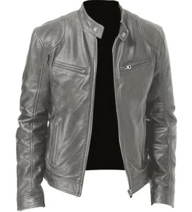 Chaqueta de Motociclista de Cuero 2025 para Hombre, Chaqueta Corta Entallada con Cuello, Chaquetas de PU para Otoño e Invierno, Chaqueta de Cuero Cortavientos, Blazer para Hombre - Product Image 1