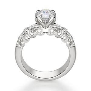 Anillo de compromiso Art Deco de corte redondo para mujer - Product Image 6