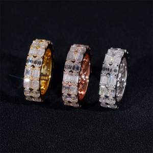 Nouvelle arrivée classique hommes bijoux deux rangées émeraude coupe éternité bague pour hommes - Product Image 1