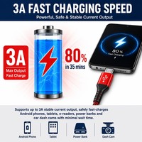 Cable Micro USB LUNG KAY OEM, Carga Rápida 3A, USB 2.0 a Micro B, Cable de Datos Trenzado de Nailon de 1m 2m 3m para Teléfono Android