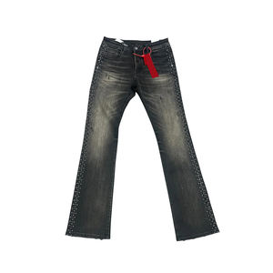 Jeans en denim droit bleu foncé avec motif solide léger et respirant pour l'hiver automne été printemps vêtements polyvalents - Product Image 6