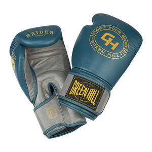 Gants de boxe personnalisés pour enfants Raider, imprimés, 6oz, 10oz, 12oz, équipement en cuir pour le taekwondo, couleur bleu/gris avec logo personnalisé - Product Image 2