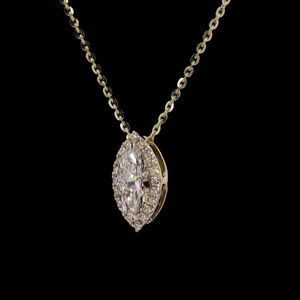 Collier de diamants de laboratoire de taille marquise de 1.23 ct pendentif léger en or rose 14 carats bijoux fins pour un usage quotidien - Product Image 1