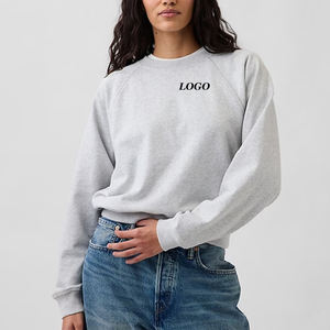 Sweat-shirt court pour femme, couleur unie, en polaire, avec épaules tombantes, manches longues, prix avantageux, avec logo personnalisé - Product Image 1