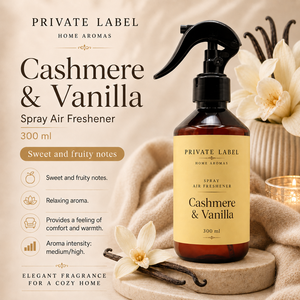 Private Label Cashmere & <b>Vanilla</b> Air Freshener <b>Spray</b> 300ml OEM | Home Fragrance <b>Spray</b> | Spain EU - Product Image 2