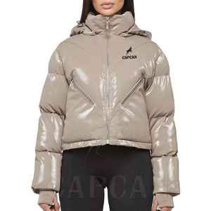 Women's High Quality Cropped Puffer Jackets Long Sleeves with Customized Embroidery New Style Peking Puffer Down Jacek - Product Image 1