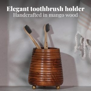 <b>Toothbrush</b> <b>Holders</b> for Bathroom 4x3 <b>Wooden</b> Bathroom Organizers & Storage Countertop <b>Toothbrush</b> Organizer Bathroom <b>Holders</b> - Product Image 6