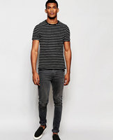 T-shirt streetwear col rond en coton épais de qualité supérieure pour homme, coupe ample, personnalisable avec logo OEM/ODM, faible MOQ