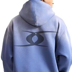 Survêtement personnalisé poids lourd délavé à l'acide pour hommes Hiver Vintage Plain Blank Hoodie Sweatpants Set par le fabricant - Product Image 4