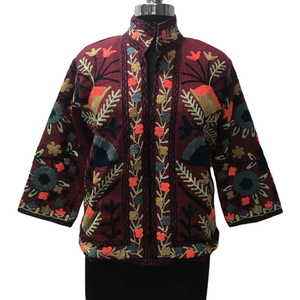 Chaqueta de algodón bordada Suzani Multicolor hecha a mano para mujer chaqueta de mujer artesanal con diseño Floral transpirable - Product Image 1