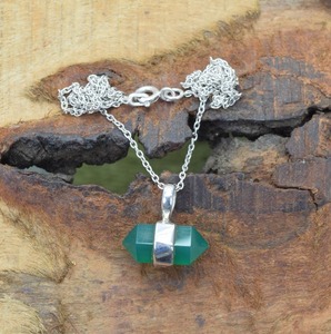 Regalo de boda perfecto, piedras preciosas de ónix verde, accesorios para mujer, collar de plata de ley 925 con colgante estampado 925, joyería - Product Image 4