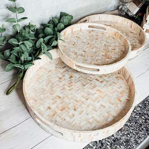 Accrocheur nacre incrustation plateau laque Ramadan plateau de service chargeur assiettes OEM variété de modèles décor personnalisé - Product Image 6