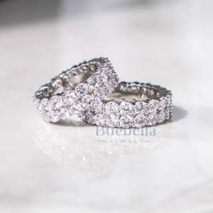 Venta caliente delicado 925 plata esterlina doble tenis anillo completo diamante Moissanite oro blanco plateado hombres anillo regalo joyería - Product Image 6