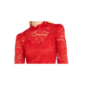 INC International Concepts Camicetta da donna a maniche lunghe in pizzo rosso, taglia media, per occasioni di festa - Product Image 2