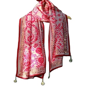 Phulkari Dupatta ผ้าพันมือแฟชั่นของผู้หญิง,เสื้อแบบคลุมสำหรับผู้หญิงมีหลายสีลายปักสไตล์อินเดีย - Product Image 1