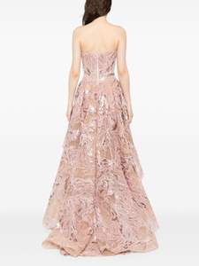 Robe de soirée sans manches en mousseline de soie faite à la main avec décolleté en cœur pour femmes grande taille Robe de mariée longue jusqu'au sol - Product Image 6