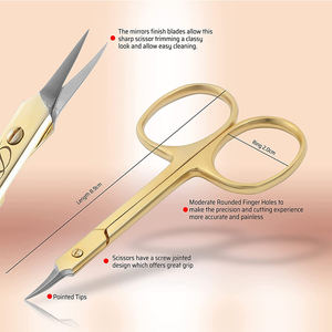 OEM Service Nail Scissors Half Gold Stainless Steel With Leather Cover Beauty Scissors <b>Made</b> in Pakistan - Product Image 2