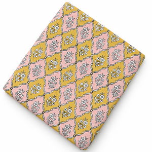 Tissu en coton peigné léger fait main jaune Pinksa Fashion, motif floral tissé, 90 GSM, 60S/60S, largeur 43/44 pouces, Rajasthan Baby Home - Product Image 2