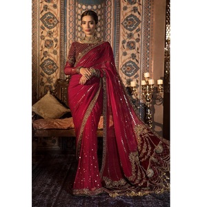 ICE BLUE COLOR WS INTERNATIONAL Modèle Célèbre Vente Chaude Robe Saree En Soie Formelle Pakistan Indien Designer Saree Sari pour les Fêtes - Product Image 4