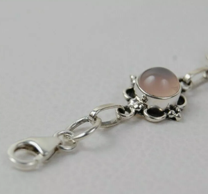 โรสควอตซ์คริสตัลแข็ง925ทึบสร้อยข้อมือแฮนด์เมดเครื่องประดับเครื่องประดับทำมือ - Product Image 5