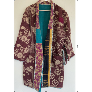 Chaqueta Kantha Vintage de Otoño para Mujer, Estilo Japonés Monocromático, Blazer Acolchado con Relleno de Algodón, Diseño Reversible, Patchwork Personalizado - Product Image 5